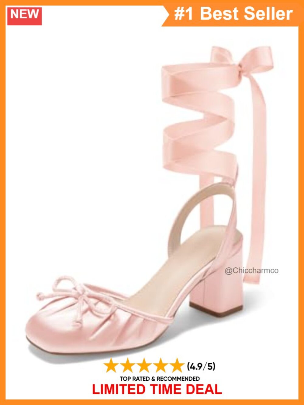 Satin Ballet Heels with Bow Square Toe Chunky Block Heel Pumps